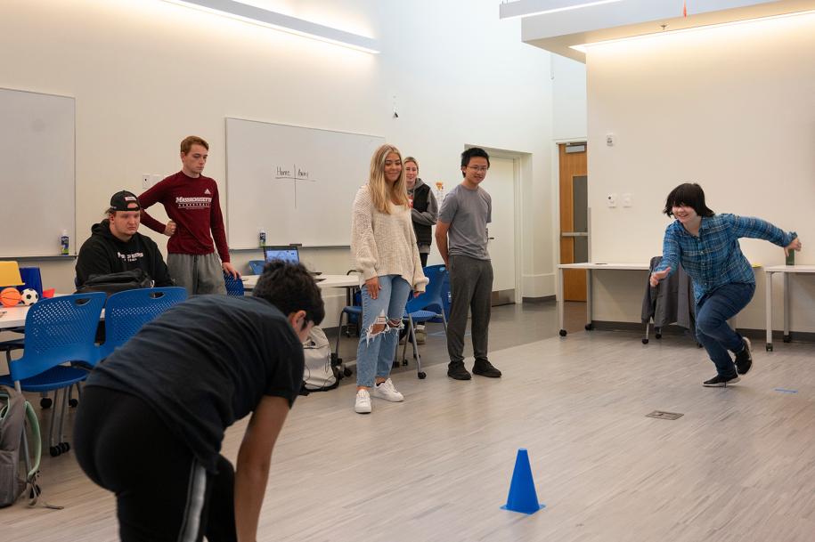 Students playing a game in a sports pedagogy class.