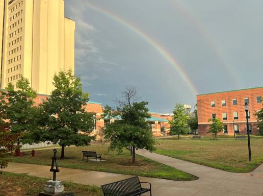 rainbow over quad