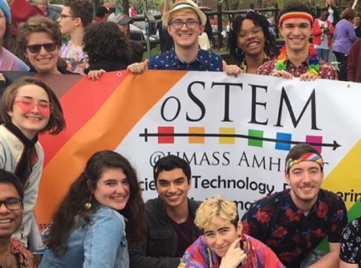 Student group with oSTEM banner