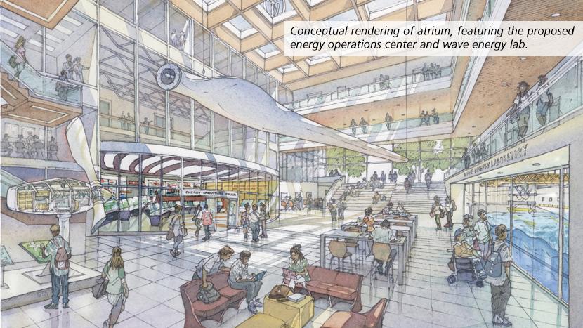 conceptual illustration of interior of sustainable engineering laboratories building
