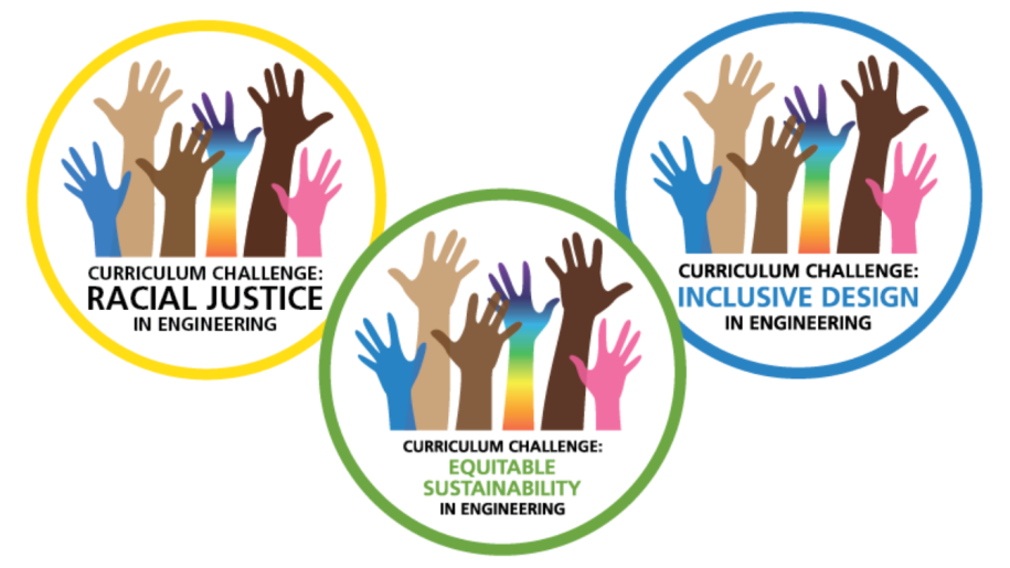 Dean's curriculum challenge stickers: racial justice, inclusive design, equitable sustainability
