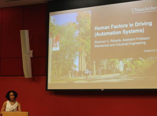 Human Factors in Driving presentation on projector