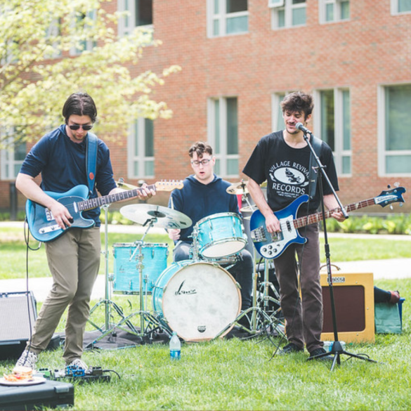 A band performing at the CHCRC block party