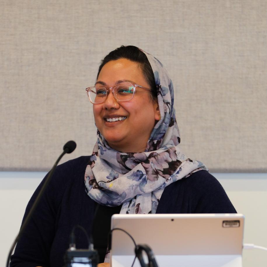 Lamya Karim speaks at MassURC 2024 at the University of Massachusetts
