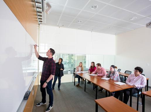 UMass Amherst students in a campus classroom