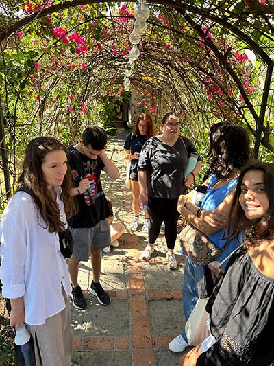 Students explore a garden in Costa Rica