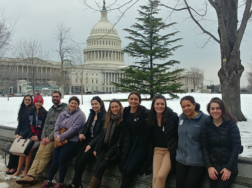SPP students sitting in front of the U.S. Capitol 