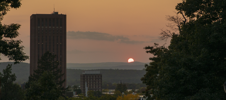 Sunset over UMass campus Fall 2020