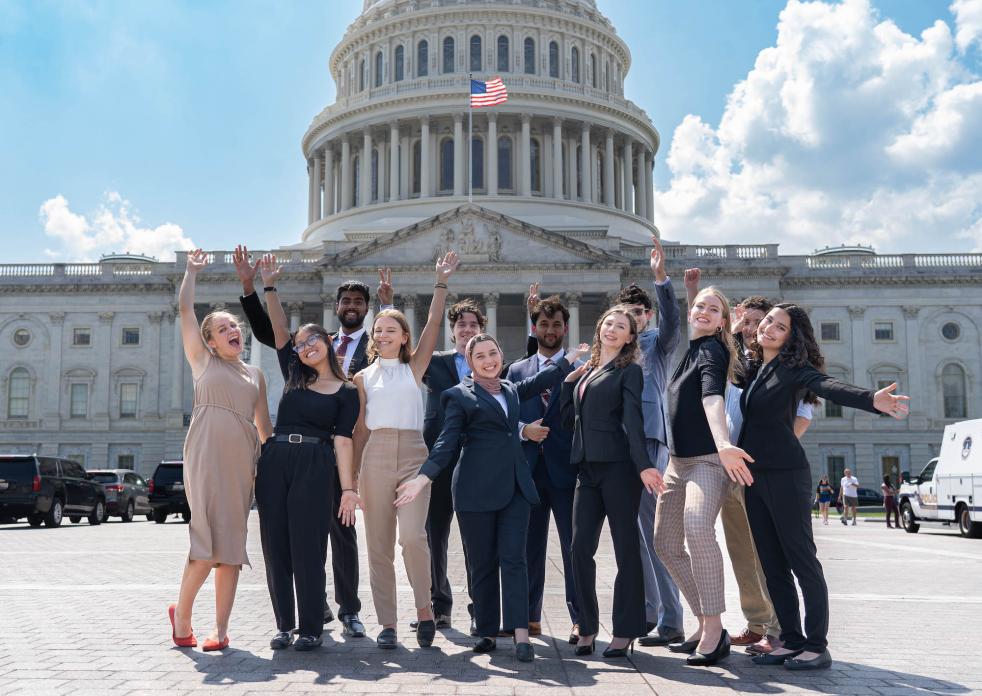 Image of SBS students standing in front of the U.S. Capitol. 